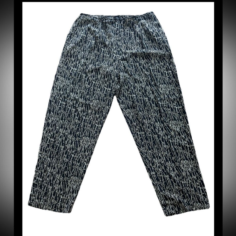 Josephine Chaus Dress Pants Sz 16  Women’s Black Bamboo Print W/Pockets EUC